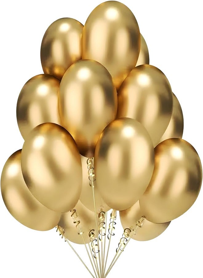 Juzfun Chrome Balloons for Birthday Wedding Anniversary Metallic Gold Party Decoration Pack of 20 Pcs - Image 2